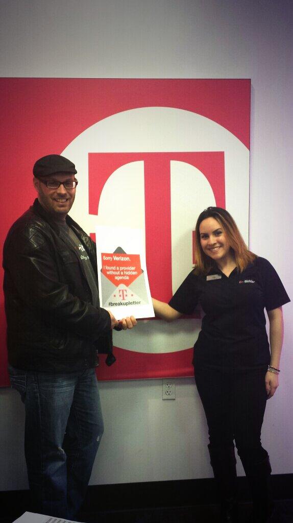 Tmobile8427's tweet photo. Sorry Verizon you just weren't good enough!  #breakupletter  @JohnLegere @TMobile http://t.co/YwN56DKi41