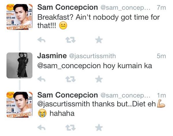 aytet914's tweet photo. Pagka Open ng Twitter ito agad. Ahoho. Kinikilig akoooo. Bakeeet?! :D #SamJas lol http://t.co/7PhK7lDF90