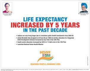 PIB_India's tweet photo. Life Expectancy increased by 5 years in the past decade #BharatNirman http://t.co/mbjmPew1OB