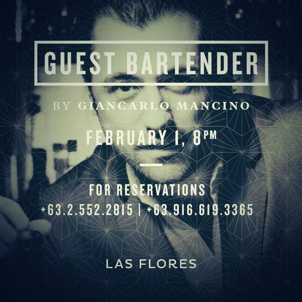 lasfloresph's tweet photo. Guest Bartender @lasfloresph  next Saturday, February 01 http://t.co/5rrLCicQW9