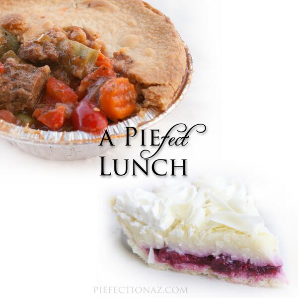 PiefectionAZ's tweet photo. NEW lunch special! 1 pot pie PLUS a slice of dessert pie for only $9. Stop by today! 6731 E Brown Rd. Mesa, AZ 85205 http://t.co/p81uVPUV0p