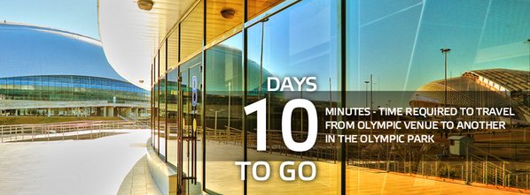 Sochi2014's tweet photo. 10daystogoto #sochi2014:10min - time required to travel  from Olympic venue to another in the Olympic park http://t.co/lWs7fPlty1