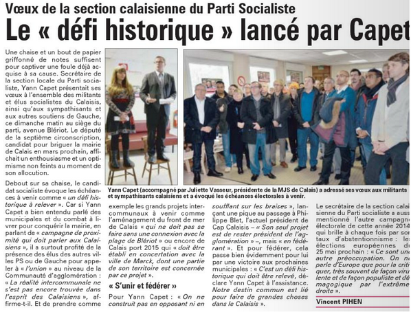 EELVCalais's tweet photo. @yanncapet_2014 et @JulietteVasseur présentent leurs vœux aux militants #RéussirCalais avec @PS_Calais et @EELVCalais http://t.co/ktspVSsv2w