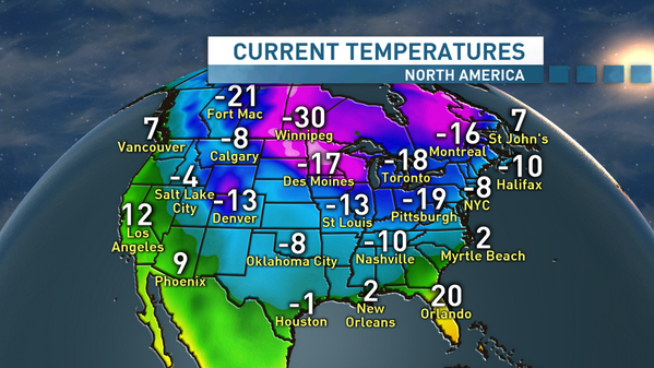 ryansnoddon's tweet photo. Orlando FL, Los Angeles CA, Vancouver BC &amp; St. John's, NL. Some of the warmest spots in North American this AM! #nlwx http://t.co/bgc8l5XuAs