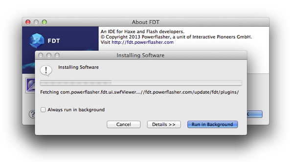 tekkie's tweet image. FDT update in progress… #flashdev #fdt #as3