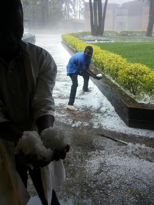 Interesting RT @mwasa: HAPPENING NOW: Heavy rain with 'snow' pounding Huye district, south Rwanda