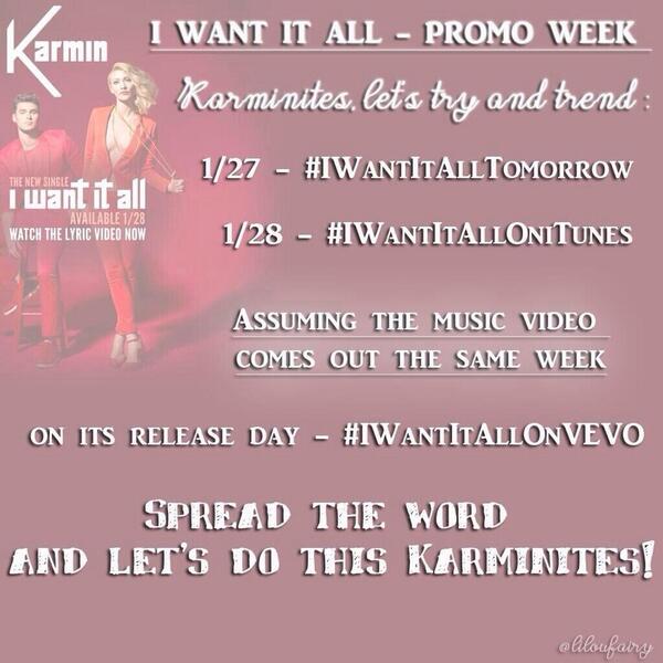 KarminChartUpda's tweet photo. Day 2! Tweet #IWantItAllOniTunes! http://t.co/75NhaD6c91