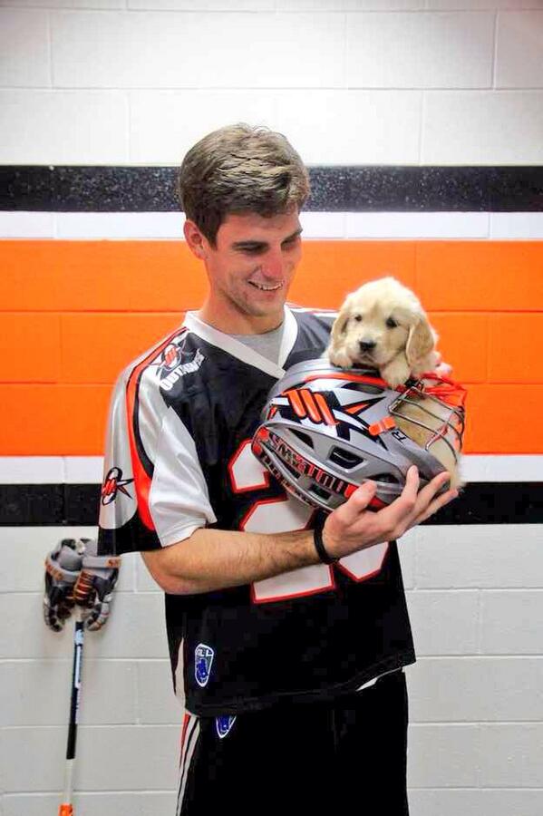 This puppy is in a helmet, no way you can have a bad morning after seeing this (<a href="/DenverOutlaws/">Denver Outlaws</a>)