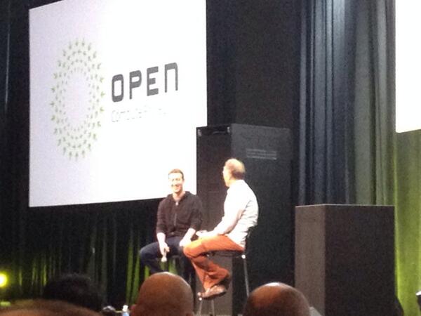 coolemall's tweet photo. Facebook CEO Mark Zuckerberg on stage at #OCPSummitV http://t.co/hN3SvjJibD