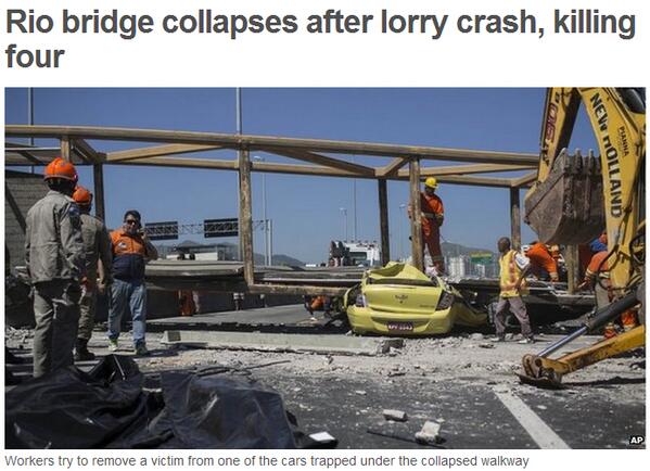 Brasile: camion autoribaltabile sfonda un ponte pedonale