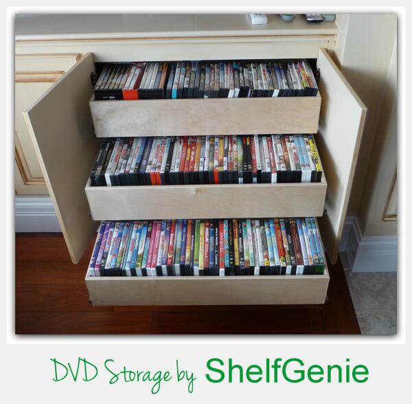 shelfgenie's tweet image. .@CabinetStyles Great ideas! Here's a way to incorporate #DVDStorage into existing built-ins with pull out shelves.