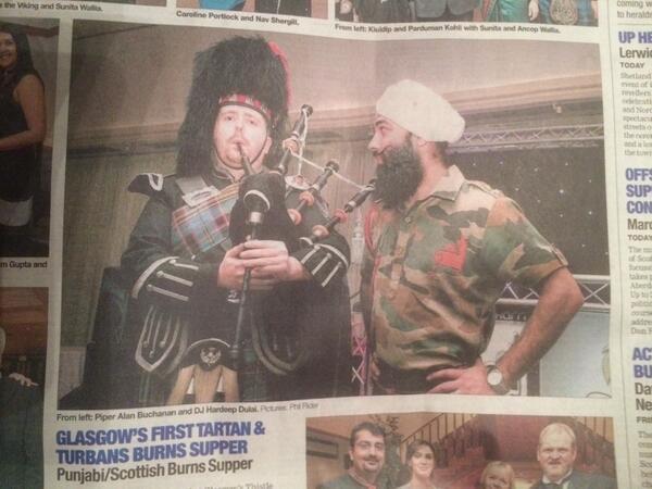 kiltedevents's tweet photo. Our piper Alan Buchan on p21 of today's @heraldscotland @TartanTurbans @DjHarriGlasgow #sonsieface #notbuchanan http://t.co/REEp0eowKb