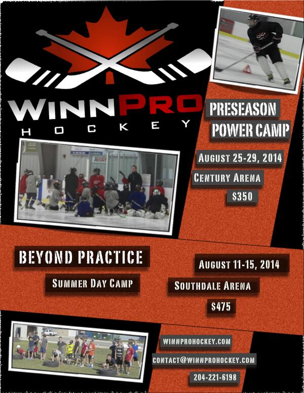 WinnProHockey's tweet photo. 2014 Spring/Summer Camp dates are set! http://t.co/J3OTvIwqRJ for details and registration. #hockey #Winnipeg http://t.co/tVIjYTUKB1