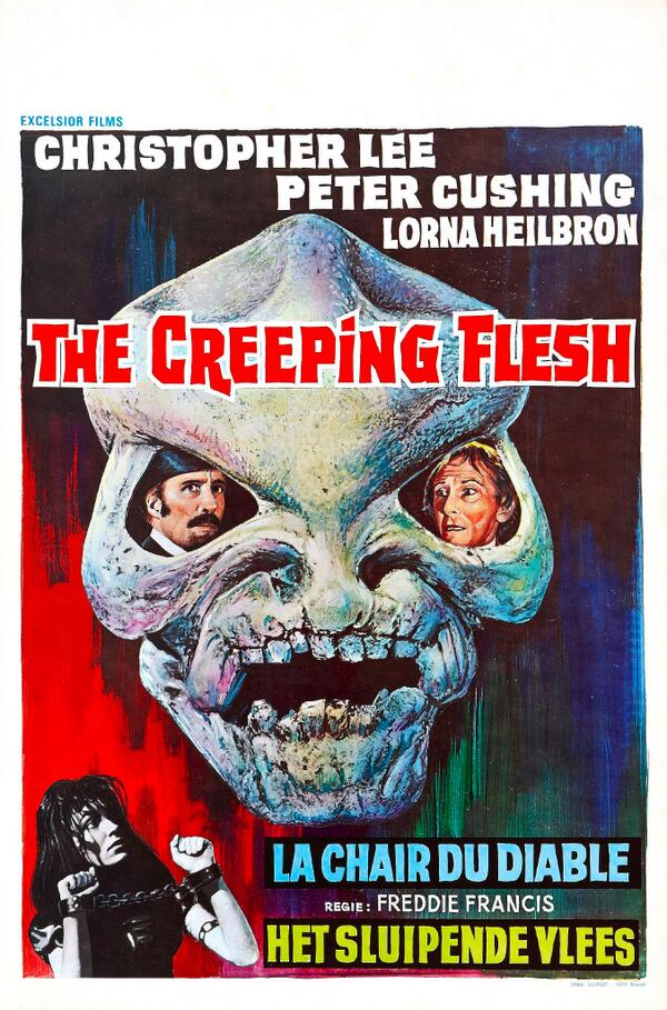 Dr_Giallo's tweet photo. THE CREEPING FLESH (1973) #horror #poster CHRISTOPHER LEE & PETER CUSHING #pretyface http://t.co/29Z6ZqKJCo