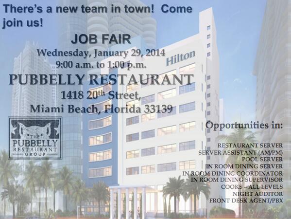 Join us at our Job Fair tomorrow from 9am to 1pm at <a href="/Pubbelly/">Pubbelly</a> Restaurant!