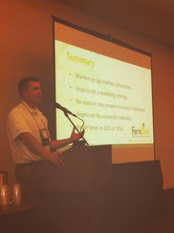 GrainFoxApp's tweet photo. "Hope is not a marketing strategy" @JonDriedger at #farmtech14 http://t.co/cd2D6PxANI
