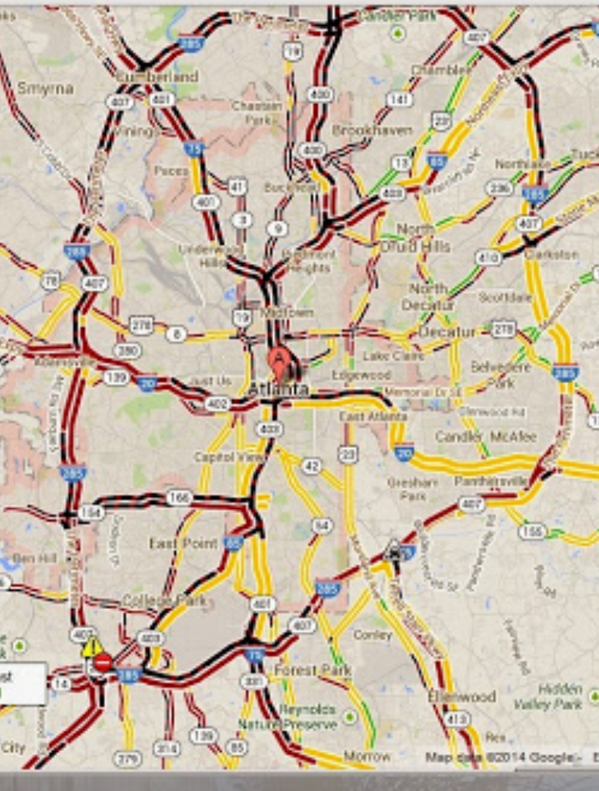 OhHeyHerfman's tweet photo. I learned something today, Google maps has a black color for traffic. http://t.co/qE4OJgsVeQ