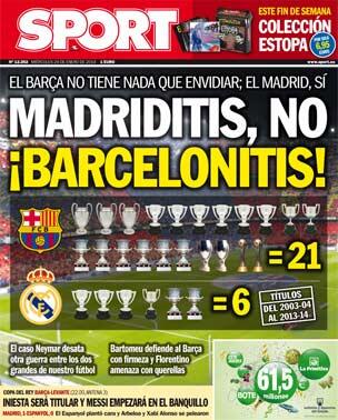 AmadoFabi's tweet photo. "@sport: Buenas noches. Aquí tenéis nuestra portada de este miércoles. http://t.co/aWChWAqirU" #patetico #ridiculo