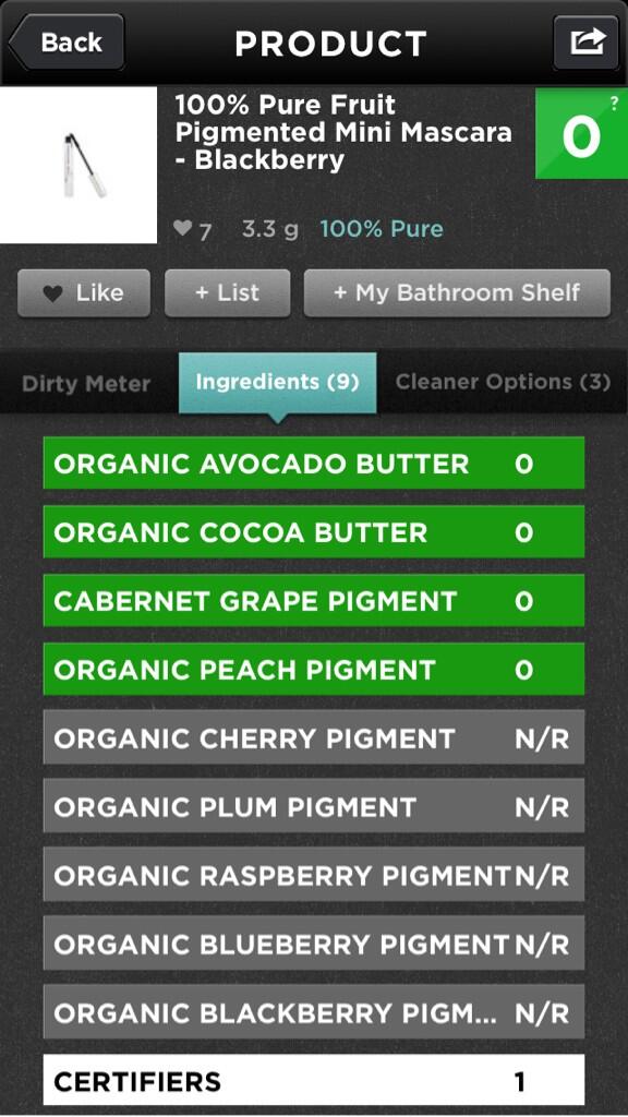 thinkdirty's tweet image. @TheDIYLab the one we know of rated 0 is @100percentpure one.