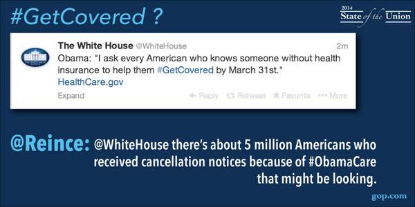 Reince's tweet image. .@WhiteHouse about 5 million ppl got cancellation notices thanks to #ObamaCare. They're looking.
