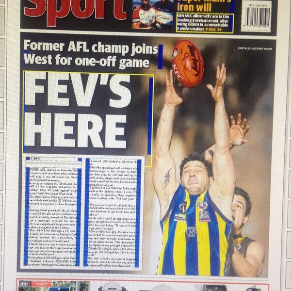 Tomorrow's Addy back page. Fev's coming to town.