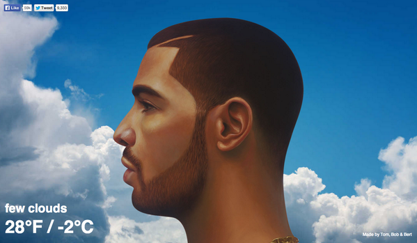 rowiro's tweet image. OK! Sure! Why not!?
…a @Drake-themed #weather website! ⇢ drakeweather.com

｢#DrakeWeather Screenshot｣ ⇢