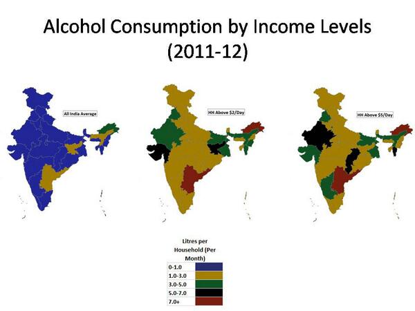 samirsaran's tweet image. Alcohol consumption across Indian states/ income class- via @orfonline @SunjoyJ @DasMaitreyi @MilanV @theRohitBansal