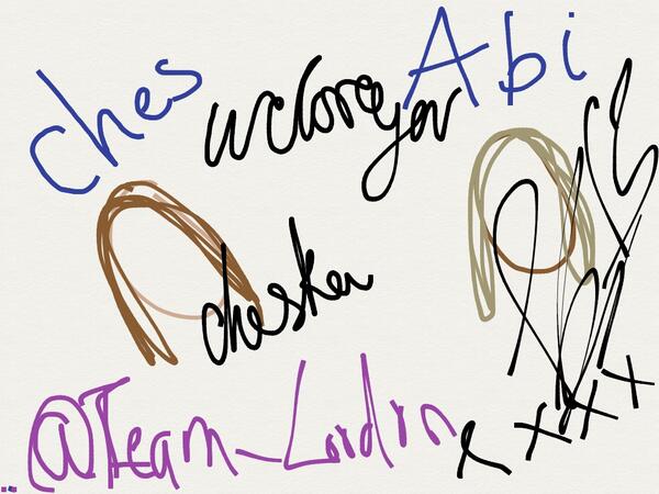 Team_Lordan_X's tweet photo. I drew this on my phone and the girls signed it xx http://t.co/i4KSi0zvsV