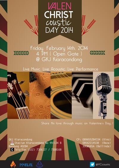 RT <a href="/VCcoustic/">ValenChristcoustic </a> event terbesar kami :D #VCc14 
Friday February 14th, 2014 
4 pm GKJ Kiaracondong Bandung