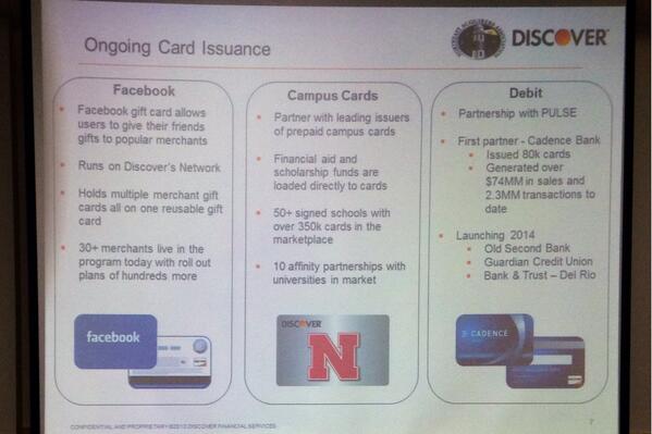 Payometry's tweet photo. @Discover innovations: #FacebookCard #CampusCards #DebitCards all gift card products. #NEAA2014 http://t.co/YdR30FCLn5