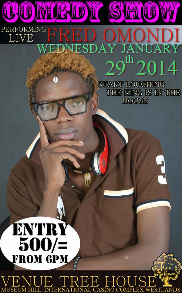 TONIGHT: Comedian #ERICOMONDI Live ion stage at TreeHouse come laugh your hearts out. Entry: Only Ksh. 500/-
