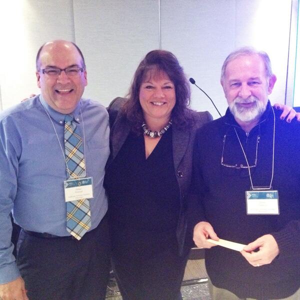 Adrien (L) and Dave (R) from @NWTTA with @bobbiteacher from @mbteachers during final morning at #weststaff14