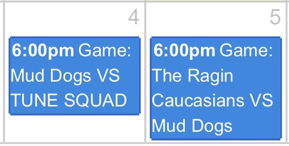 CUMudDogs's tweet photo. Mud Dogs plays back to back days next week starting with "Tune Squad" Tuesday and "The Ragin Caucasians" Wednesday. http://t.co/4V3pM8kGzp