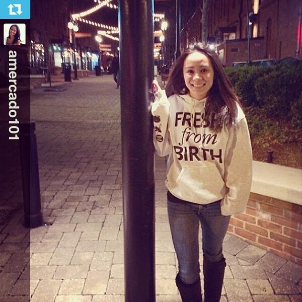 freshfrombirth's tweet photo. #ShoutOut to @amercado101 for repping #FreshFromBirth - stay warm and #KeepItFresh http://t.co/WDfN7XTQty