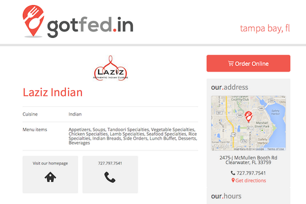 GotFedIn's tweet photo. Zebrareach welcomes Laziz Indian in #clearwater to Gotfed.in #TampaBay. #OrderOnline http://t.co/ffoL4SmZM4 http://t.co/wNzp2fP4eQ