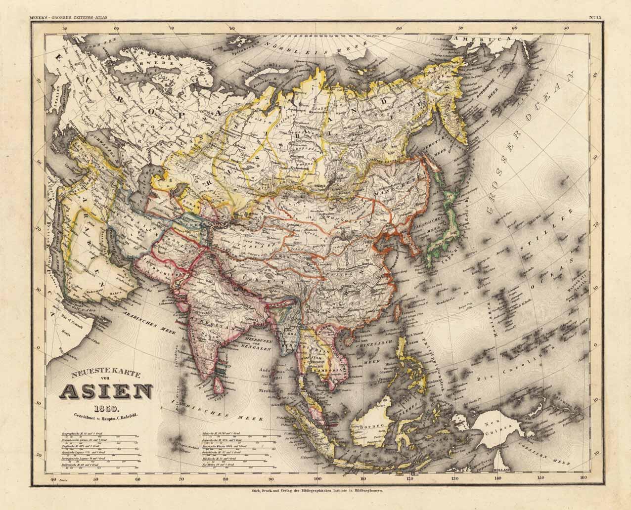 Политическая карта мира 1850