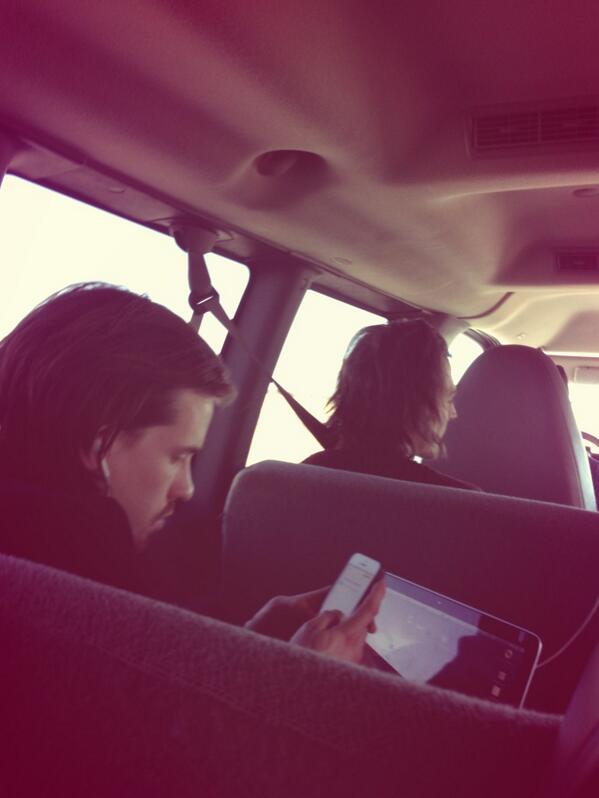 patmaine's tweet photo. Kennedy is working on Portuguese in the van. I think... Getting ready for you Brazil friends http://t.co/63ONYoAZbp