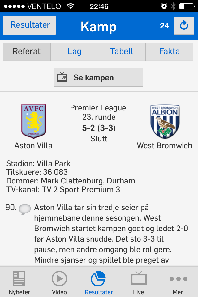 gmarinius's tweet photo. Litt i overkant sterkt av Villa å vinne 5-2 etter 3-3 til pause vel, @2sporten? #2pl http://t.co/NUNAscj82R