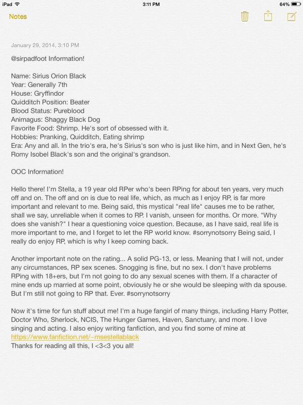 Bio and OOC information you might wanna take a look at. =)