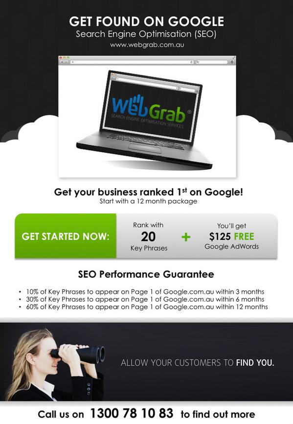 Web_Grab's tweet photo. #webgrab now offering #seo. #rank #number1 on #google and allow customers to #find #you. Contact us #today! http://t.co/CmgJ5aUvEX