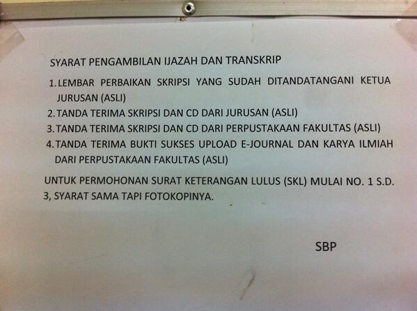 humas09's tweet photo. Buat yg mau ngambil ijazah, transkrip, dan SKL nih infonya http://t.co/HN9D1hw6NT