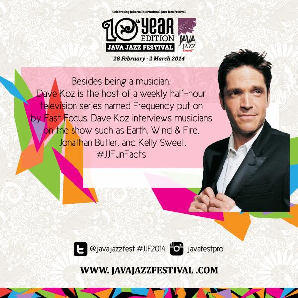 JavaJazzFest's tweet photo. Besides being a musician, @DaveKozMusic is the host of a weekly-half-hour television. #JJFunFacts http://t.co/yT1GT5CX4l