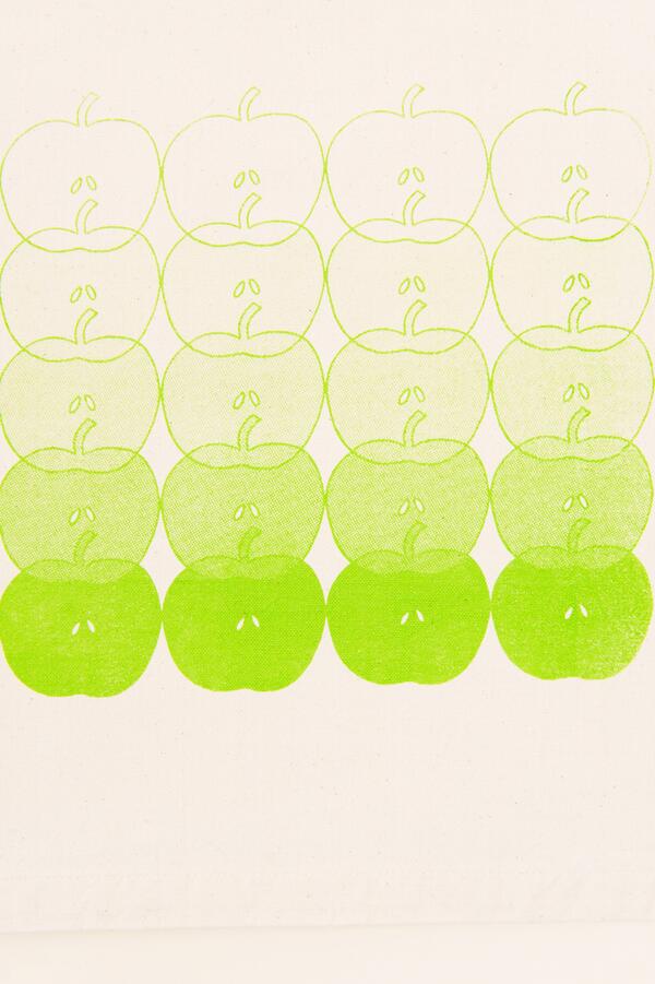 And this is the apple design on an organic cotton tea towel.