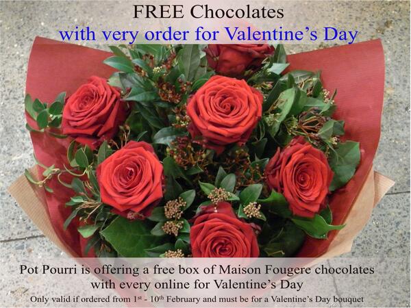 ppflowers's tweet photo. #FREE chocolates this #valentinesday! Just order flowers between 1st and 10th February http://t.co/i81dIhfB0m