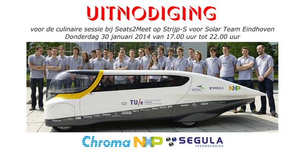 Vandaag koken met <a href="/SolarEHV/">Solar Team Eindhoven</a> bij S2M voor prestatie van wereldformaat met sponsors <a href="/SegulaNL/">Segula Nederland</a> <a href="/NXP/">NXP</a> <a href="/Chroma_EU/">ChromaEU</a>