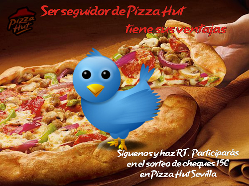 PizzaHut_SVQ's tweet photo. Continuamos con el #Sorteo de 2 #cheques 15€ en #PizzaHutSevilla entre los que hagan RT y sigan a @PizzaHut_SVQ http://t.co/M4dxOMuLki