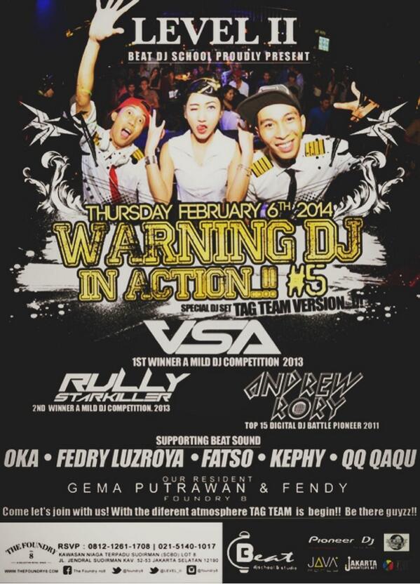 GeishBitchy's tweet photo. TAG TEAM VERSION! WARNING DJ IN ACTION 5!!
Thurs,Feb 6th 2014 10pm onwards!! @LEVEL_II @foundry8 
#info 082260622262 http://t.co/hORr3LhUPZ