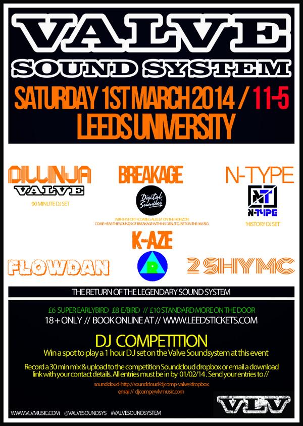 NOT LONG B4 -1st FEB closing date for DJ entries for <a href="/LeedsUniUnion/">Leeds University Union</a> Email your 30 mix link to djcomp@vlvmusic.com