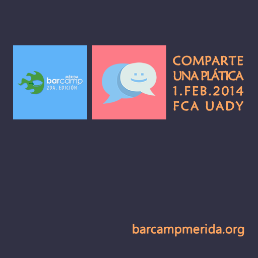 BarcampMerida's tweet photo. #BarcampMérida Comparte una plática de alguna experiencia o algún aprendizaje. Regístro: http://t.co/RLwSXu5IVT. http://t.co/IZYrTDMP9s