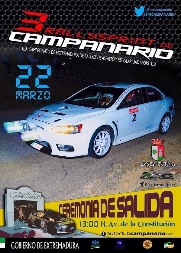 Ya tenemos cartel del primer rally de la temporada, el 3º RallySprint de Campanario <a href="/accampanario/">Auto Club Campanario</a> <a href="/FEDEXTREMEAUTO/">Fexa</a>